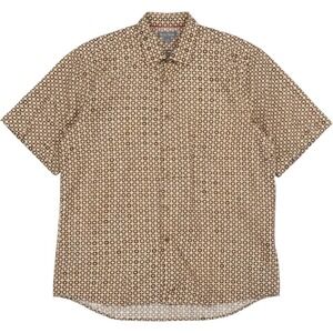 Paulo Solari Couture Men's 3X Brown Geometric Short Sleeve Button Down Shirt